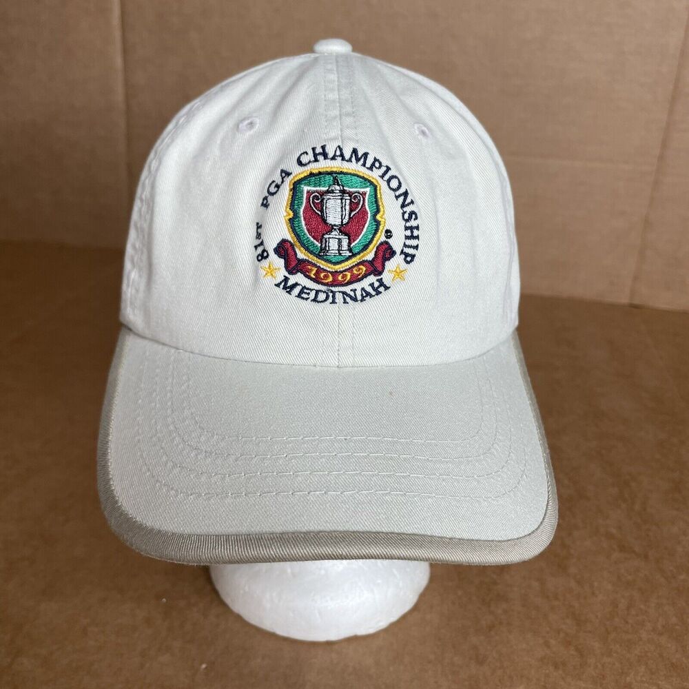 Vintage 1999 PGA Championship Medinah Hat, Adjustable Cap, Beige, Imperial